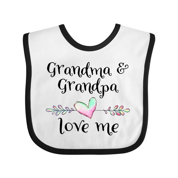 Inktastic Grandma and Grandpa Love Me Heart Grandchild Boys or Girls Baby Bib