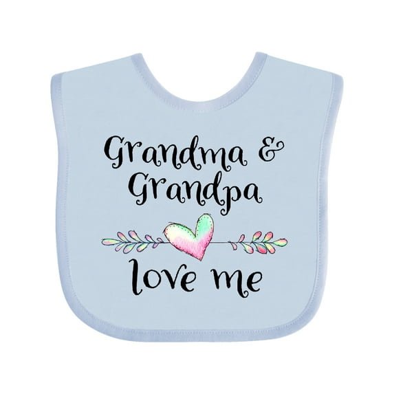 Inktastic Grandma and Grandpa Love Me Heart Grandchild Boys or Girls Baby Bib