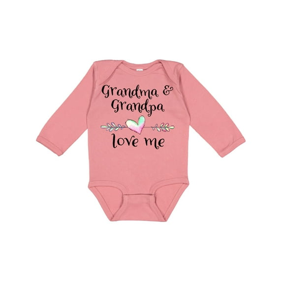 Inktastic Grandma and Grandpa Love Me Heart Grandchild Boys or Girls Long Sleeve Baby Bodysuit
