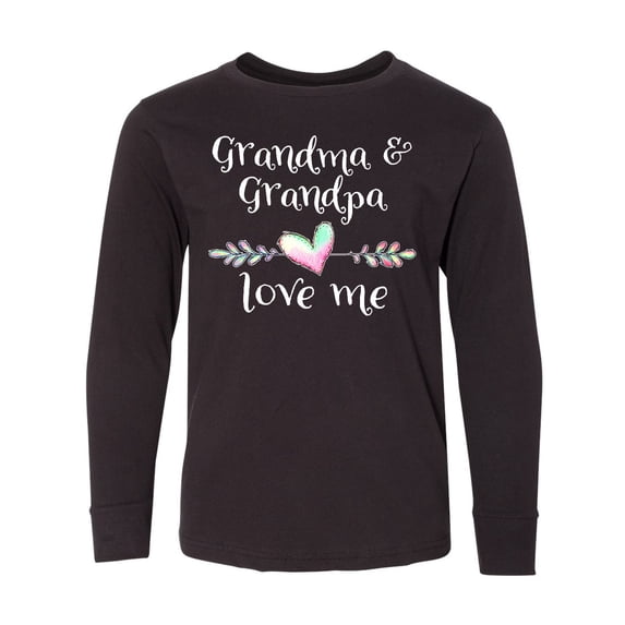 Inktastic Grandma and Grandpa Love Me- Heart Grandchild Long Sleeve Youth T-Shirt