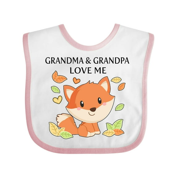 Inktastic Grandma and Grandpa Love Me Little Fox Boys or Girls Baby Bib