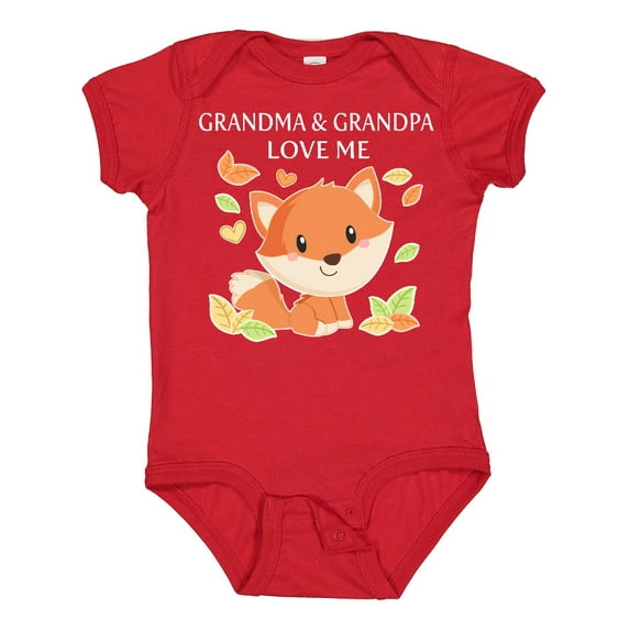 Inktastic Grandma and Grandpa Love Me Little Fox Boys or Girls Baby Bodysuit