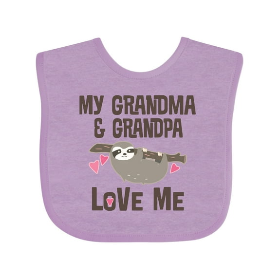Inktastic Grandma and Grandpa Love Me Sloth Girls Baby Bib
