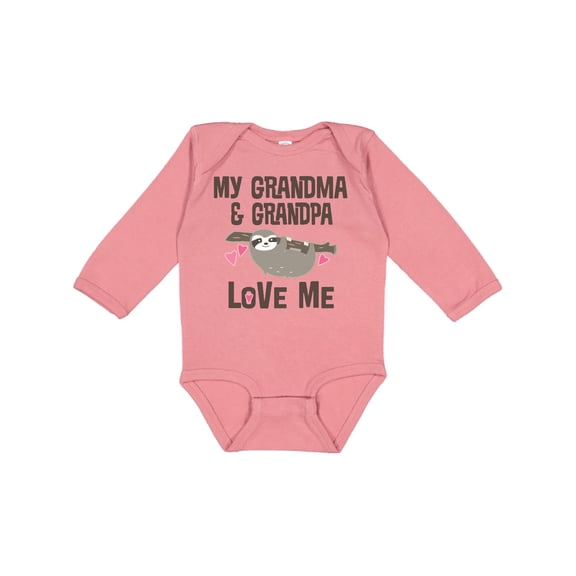 Inktastic Grandma and Grandpa Love Me Sloth Girls Long Sleeve Baby Bodysuit