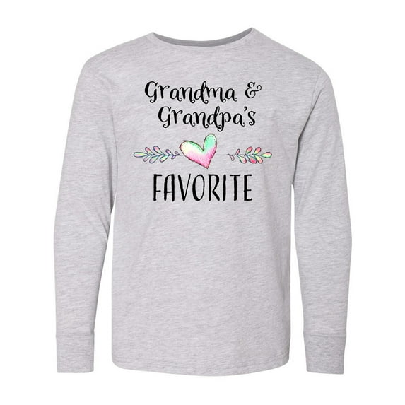 Inktastic Grandma and Grandpas Favorite Heart Grandchild Long Sleeve Youth T-Shirt