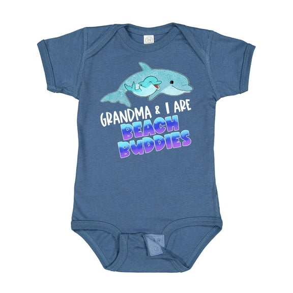 Inktastic Grandma and I Are Beach Buddies Cute Dolphins Boys or Girls Baby Bodysuit