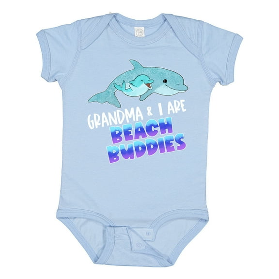 Inktastic Grandma and I Are Beach Buddies Cute Dolphins Boys or Girls Baby Bodysuit