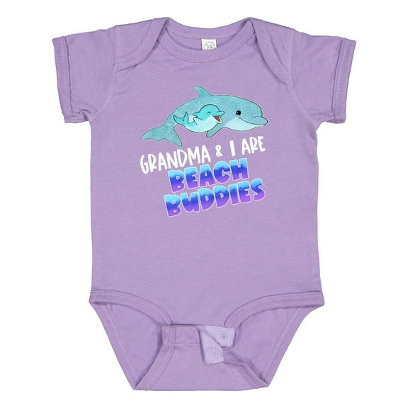 Inktastic Grandma and I Are Beach Buddies Cute Dolphins Boys or Girls Baby Bodysuit
