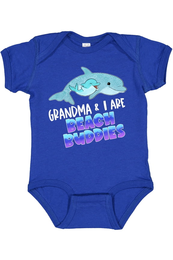 Grandma and I Are Beach Buddies Cute Dolphins Boys or Girls Baby Bodysuit