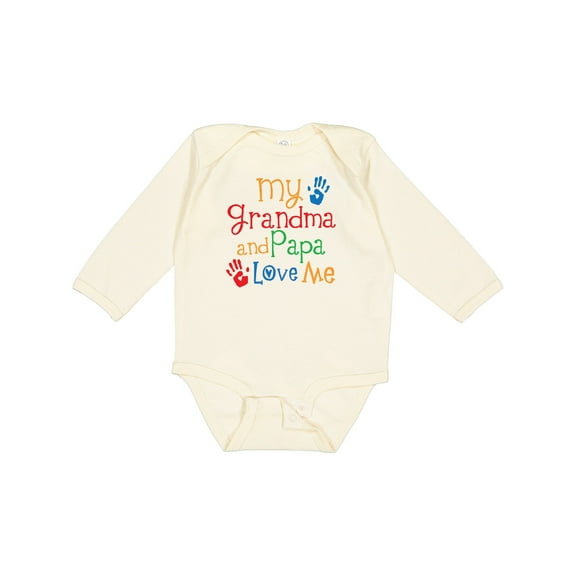 Inktastic Grandma and Papa Love Me Boys or Girls Long Sleeve Baby Bodysuit