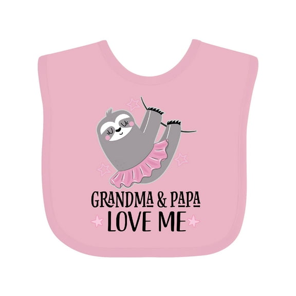 Inktastic Grandma and Papa Love Me Grandkids Sloth Girls Baby Bib