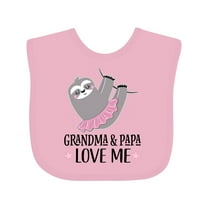 Inktastic Grandma and Papa Love Me Grandkids Sloth Girls Baby Bib