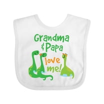 Inktastic Grandma and Papa Love Me Grandson Dinosaur Boys Baby Bib