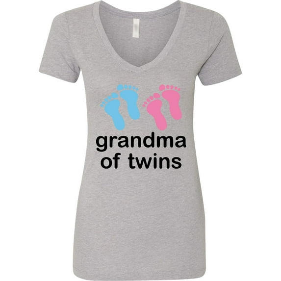 Inktastic Grandma of Twins Boy Girl Women's V-Neck T-Shirt