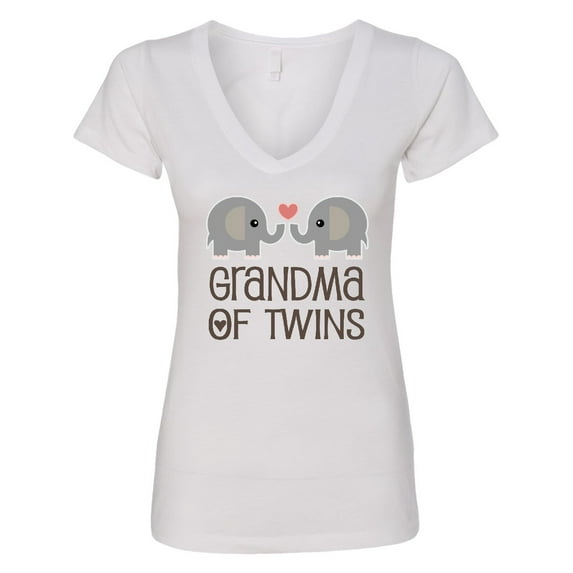 Inktastic Grandma of Twins for Grandmother Women's V-Neck T-Shirt