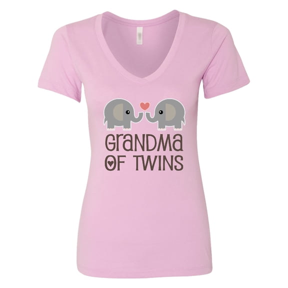 Inktastic Grandma of Twins for Grandmother Women's V-Neck T-Shirt