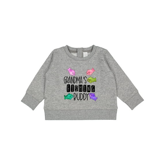 Inktastic Grandma's Fishing Buddy with Colorful Fish Baby Sweatshirt