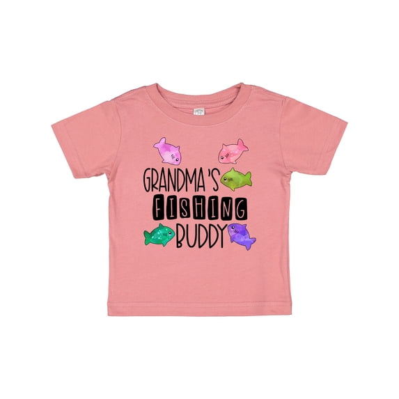Inktastic Grandma's Fishing Buddy with Colorful Fish Boys or Girls Baby T-Shirt
