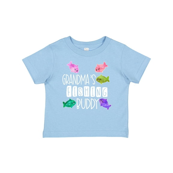Inktastic Grandma's Fishing Buddy with Colorful Fish Boys or Girls Baby T-Shirt