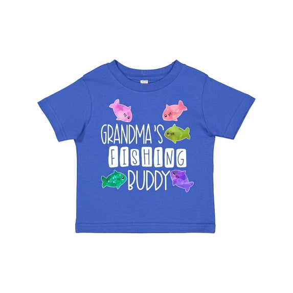 Inktastic Grandma's Fishing Buddy with Colorful Fish Boys or Girls Toddler T-Shirt