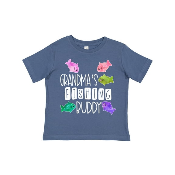 Inktastic Grandma's Fishing Buddy with Colorful Fish Boys or Girls Toddler T-Shirt
