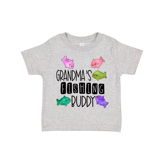 Inktastic Grandma's Fishing Buddy with Colorful Fish Boys or Girls Toddler T-Shirt