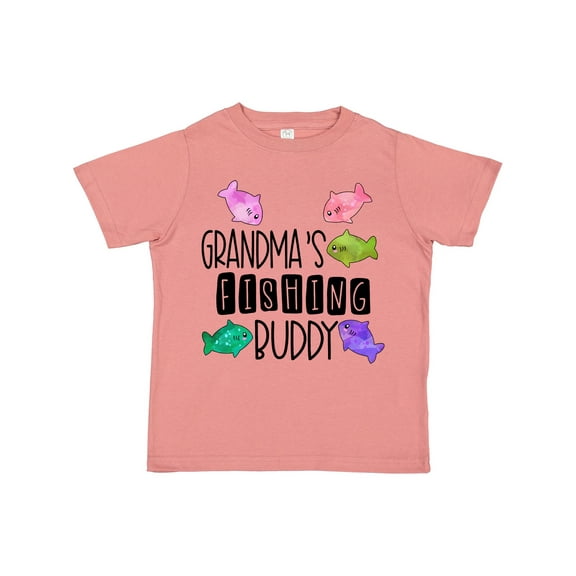 Inktastic Grandma's Fishing Buddy with Colorful Fish Boys or Girls Toddler T-Shirt