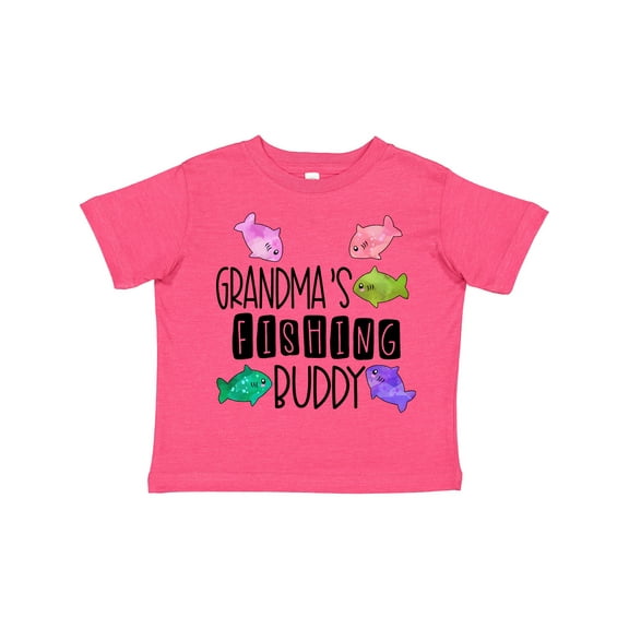 Inktastic Grandma's Fishing Buddy with Colorful Fish Boys or Girls Toddler T-Shirt