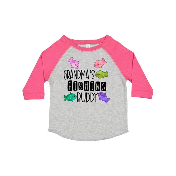 Inktastic Grandma's Fishing Buddy with Colorful Fish Boys or Girls Toddler T-Shirt