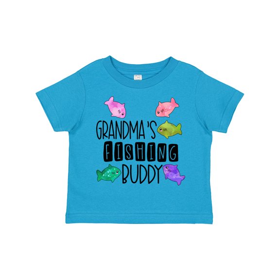 Inktastic Grandma's Fishing Buddy with Colorful Fish Boys or Girls Toddler T-Shirt