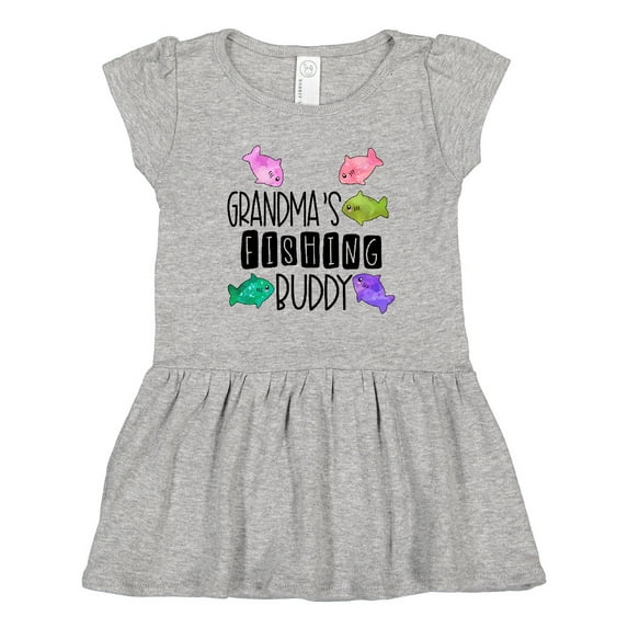 Inktastic Grandma's Fishing Buddy with Colorful Fish Girls Toddler Dress