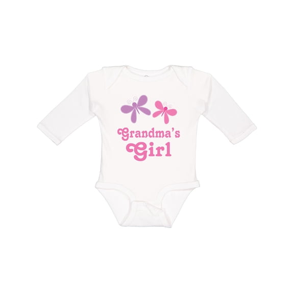Inktastic Grandma's Girl Grandchild Butterfly Girls Long Sleeve Baby Bodysuit