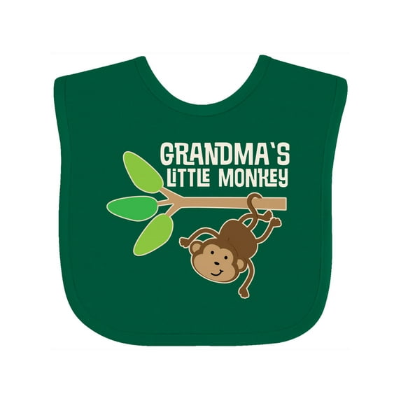 Inktastic Grandma's Little Monkey Grandchild Boys or Girls Baby Bib