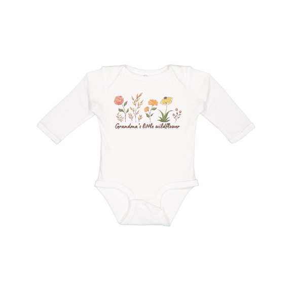 Inktastic Grandma's Little Wildflower Boys or Girls Long Sleeve Baby Bodysuit