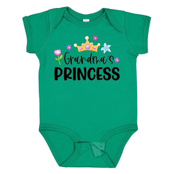 Inktastic Grandma's Princess Crown and Flowers Girls Baby Bodysuit