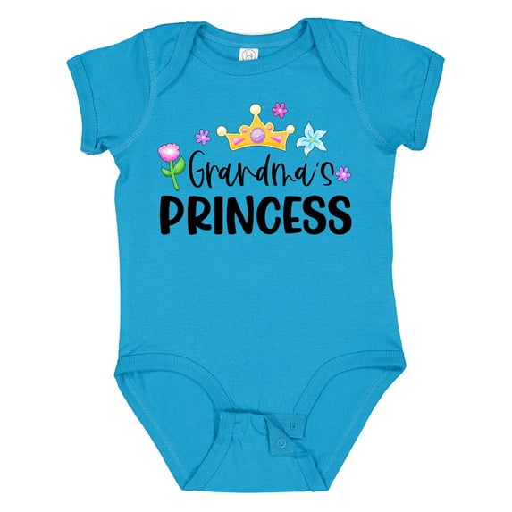 Inktastic Grandma's Princess Crown and Flowers Girls Baby Bodysuit