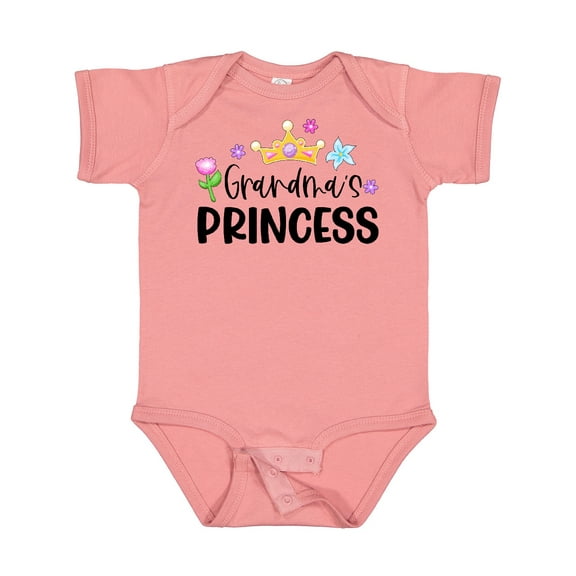 Inktastic Grandma's Princess Crown and Flowers Girls Baby Bodysuit
