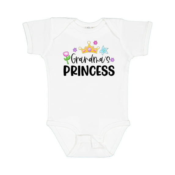 Inktastic Grandma's Princess Crown and Flowers Girls Baby Bodysuit