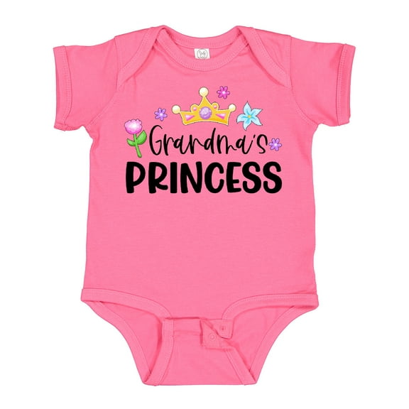 Inktastic Grandma's Princess Crown and Flowers Girls Baby Bodysuit