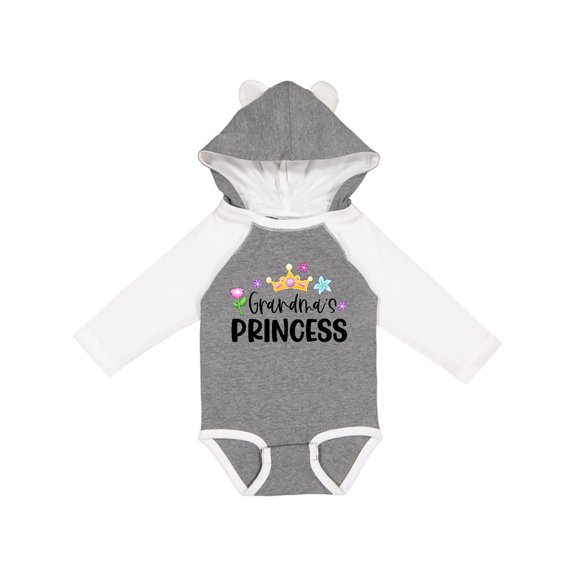 Inktastic Grandma's Princess Crown and Flowers Girls Long Sleeve Baby Bodysuit