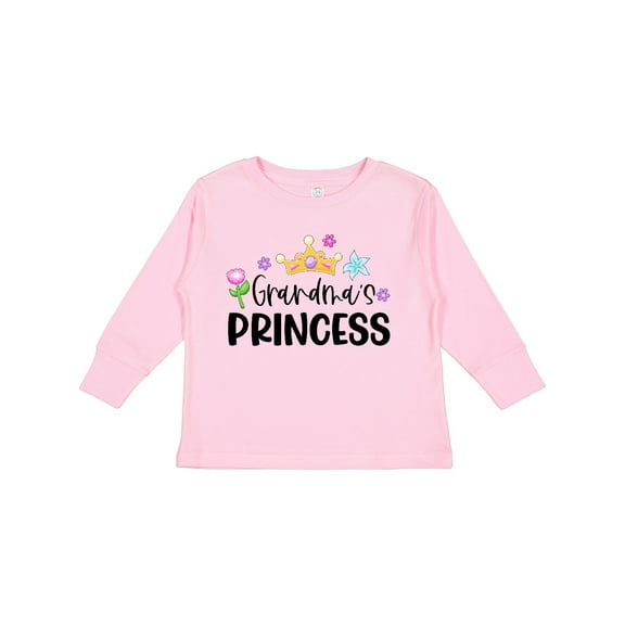 Inktastic Grandma's Princess Crown and Flowers Girls Long Sleeve Toddler T-Shirt