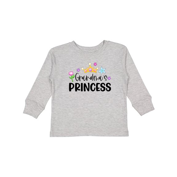 Inktastic Grandma's Princess Crown and Flowers Girls Long Sleeve Toddler T-Shirt