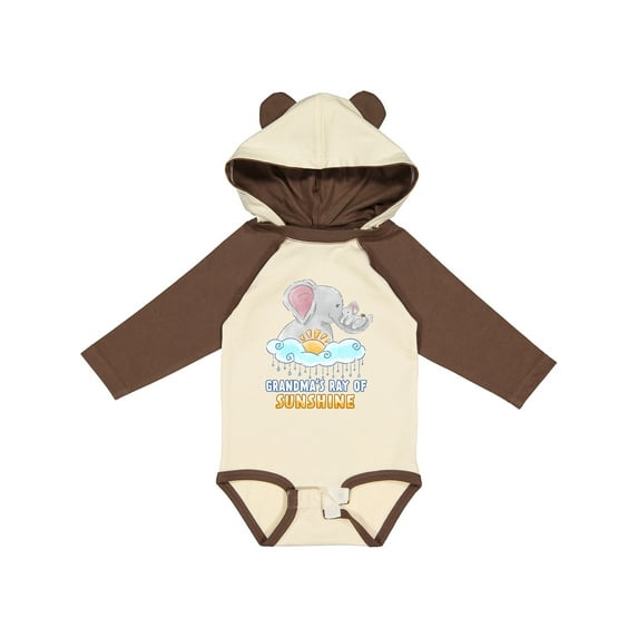 Inktastic Grandma's Ray Of Sunshine Cute Elephants Rainclouds and Sun Boys or Girls Long Sleeve Baby Bodysuit