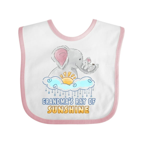 Inktastic Grandma's Ray of Sunshine Cute Elephants Rainclouds and Sun Boys or Girls Baby Bib
