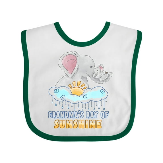 Inktastic Grandma's Ray of Sunshine Cute Elephants Rainclouds and Sun Boys or Girls Baby Bib