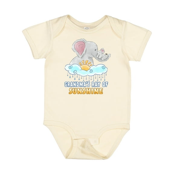 Inktastic Grandma's Ray of Sunshine Cute Elephants Rainclouds and Sun Boys or Girls Baby Bodysuit
