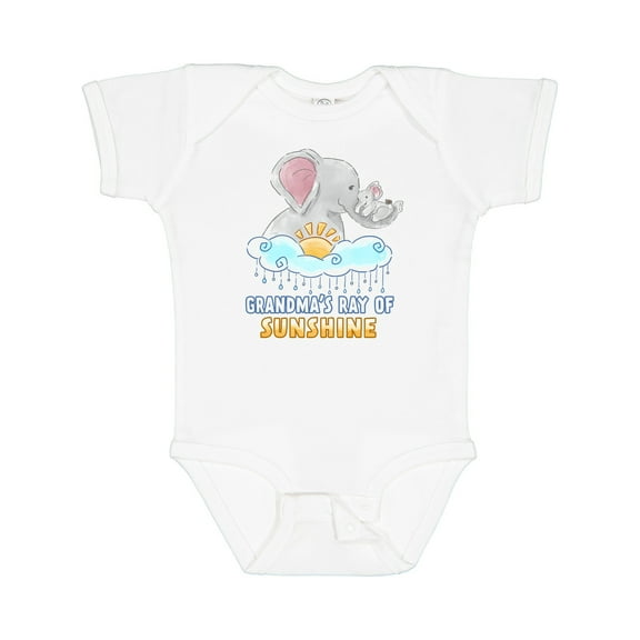 Inktastic Grandma's Ray of Sunshine Cute Elephants Rainclouds and Sun Boys or Girls Baby Bodysuit