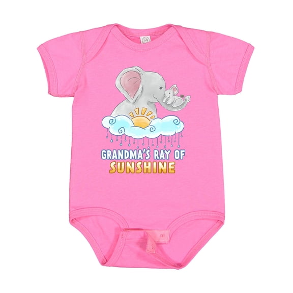 Inktastic Grandma's Ray of Sunshine Cute Elephants Rainclouds and Sun Boys or Girls Baby Bodysuit