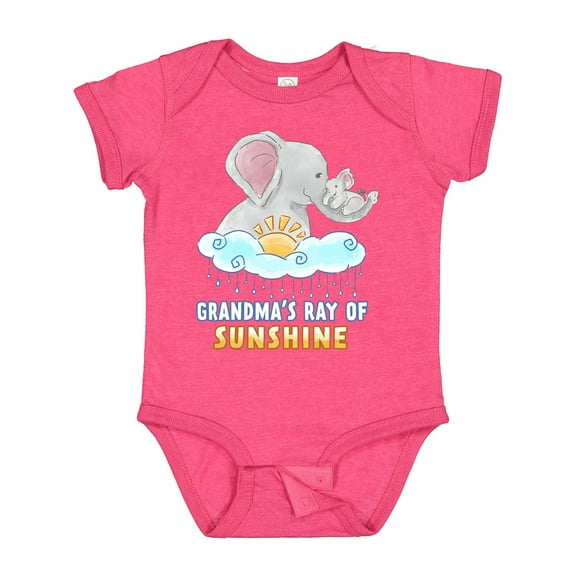 Inktastic Grandma's Ray of Sunshine Cute Elephants Rainclouds and Sun Boys or Girls Baby Bodysuit