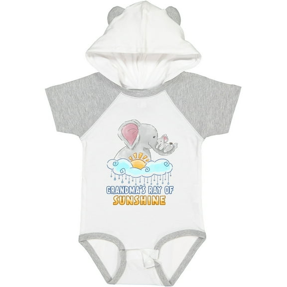 Inktastic Grandma's Ray of Sunshine Cute Elephants Rainclouds and Sun Boys or Girls Baby Bodysuit